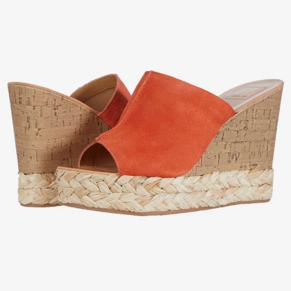 DOLCE VITA “LOVA” ORANGE SUEDE SLIDES SIZE 10